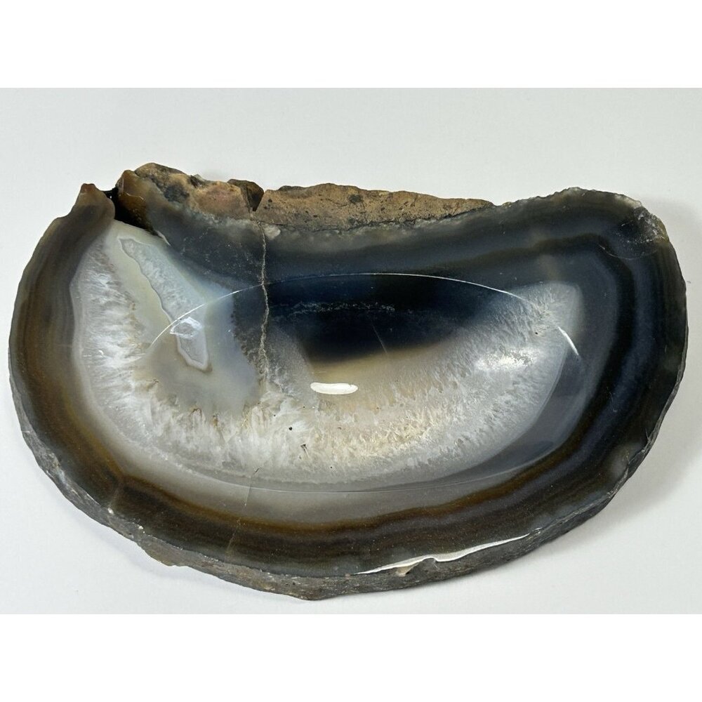 Geode Agate Polished Vintage Ashtray Trinket Dish Oval 727 Grams 6.5”x5” Shiny
